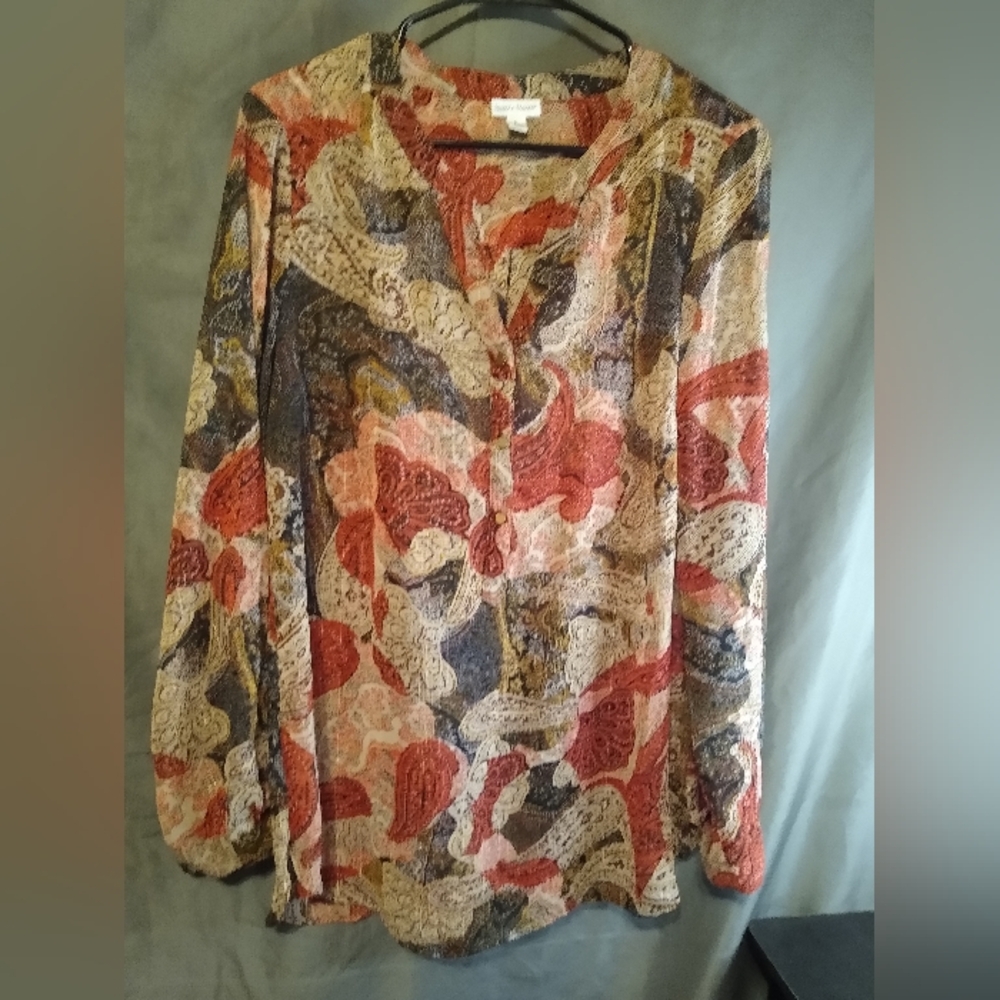 Rebecca Malone Multicolor Floral Paisley Blouse